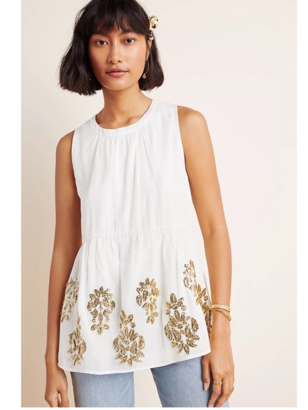 Maeve Anthropologie Simona Sequined
Babydoll Blouse XS